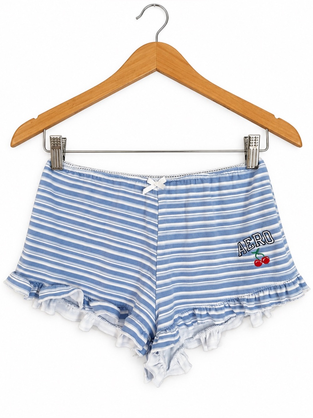 Aeropostale small stripe cherry cheeky ruffle sleep lounge pajama shorts